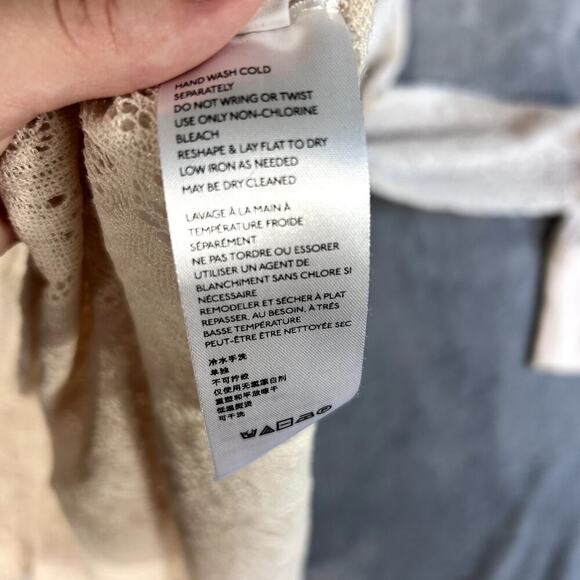 Free People Knit Sheer Boho Dress Women’s Small Soft Beige Cream - Picture 11 of 11